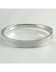 Cubic Zirconia 925 Sterling Silver 6.5 Ct Cz Stone 5row Bangle Bracelet