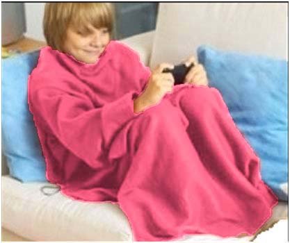 Matching Bedrooms Lounge Wrap Junior Size Lounge Cuddle Blanket with Sleeves Kids Pink