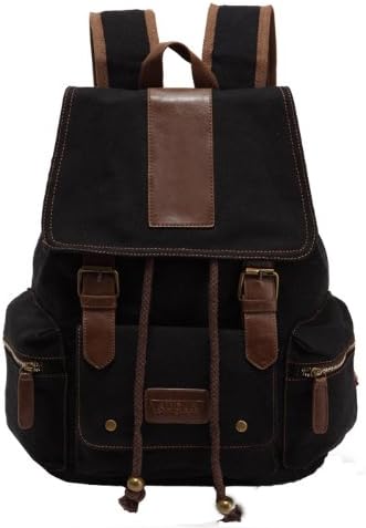 Herebuy - Cool Canvas Hiking Backpack School Laptop Backpacks for Men/women (Black)
