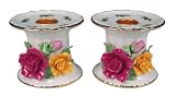 Royal Albert Old Cournty Roses Floral Pillar/Taper Candle Holders, Set of 2