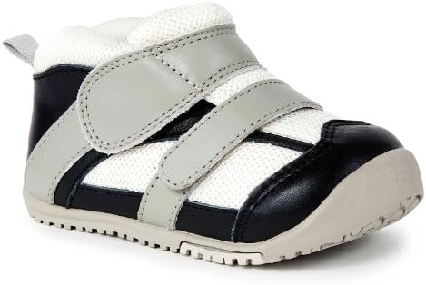 Momo Baby First Walker/Toddler Sporty Black Leather Sneaker Shoes - 6.5 M US Toddler