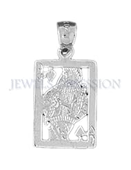Rhodium-Plated 925 Sterling Silver Playing Cards, Queen Of Spades Pendant