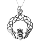 Sterling Silver Claddagh Pendant, 18