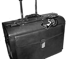 Mancini Black Lawyer/litigation Rolling Leather Briefcase Laptop 17"