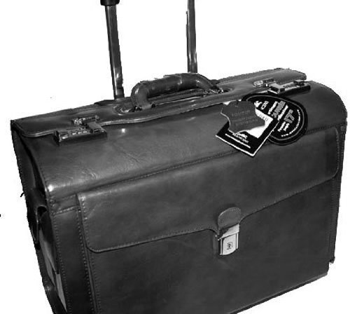 Mancini Black Lawyerlitigation Rolling Leather Briefcase Laptop 17