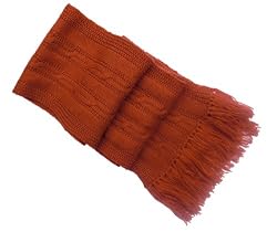 Handmade Alpaca Natural Fiber Scarf - Dark Tangerine (Extra Long)
