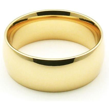 18k Yellow Gold 7mm Comfort Fit Dome Wedding Band Heavy Weight - Size 10.5