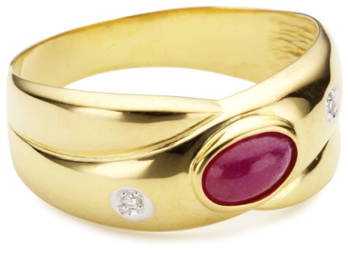 Bella Donna Damen-Ring 8 Karat Gelbgold 2 Diamanten 1 Rubin Gr. 58  103811 Preisvergleich