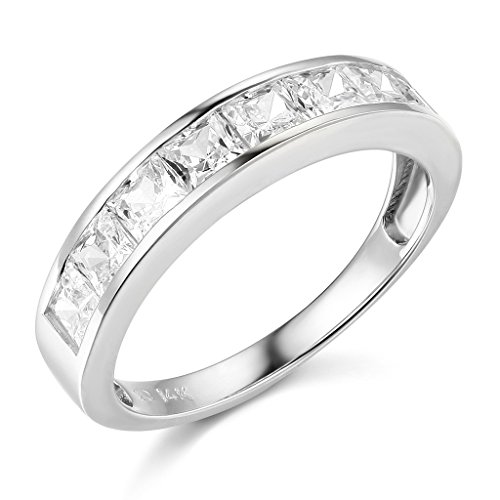 .925 Sterling Silver Rhodium Plated Channel Set Wedding Band