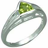 .75 Carat Trillion Cut Genuine Peridot Sterling Silver Ring