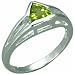 .75 Carat Trillion Cut Genuine Peridot Sterling Silver Ring