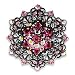 Antique Silver White Metal with Multi-Color Swarovski Crystal Brooch, Weight: 25.60gm - Flower