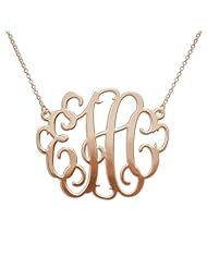 XXL Large Monogram Necklace in 18K Rose Gold Plated	 2 INCHES - Custom Made with Any Initial!