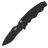 SOG Specialty Knives & Tools ZM1012-CP Zoom Knife with Straight Edge Assisted Folding 3.6-Inch Steel Blade and Aluminum Handle, Black TiNi Finish