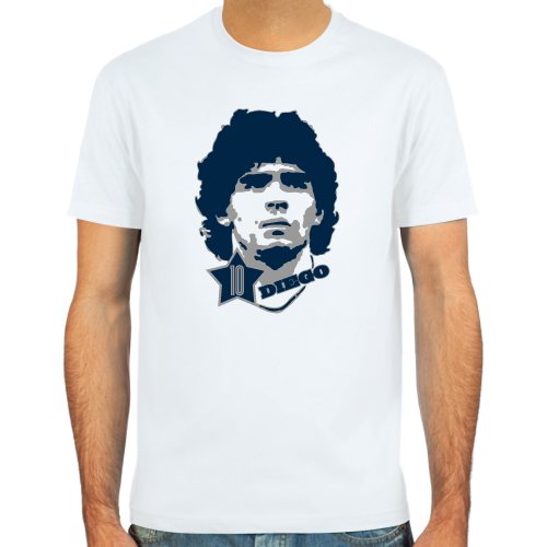 T-Shirt Diego Maradona ::: Farbauswahl: skyblue, sand oder weiß ::: Fußball-Kult