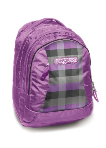 JanSport Rucksack Essence, grey tar/purple slick parson plaid, 50x30x21, 31 liters, TPZ5
