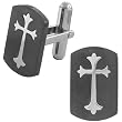 Inox Jewelry Black Plated Gothic Cross 316L Stainless Steel Cufflinks