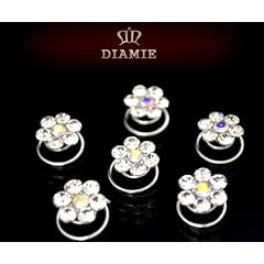 6x Strass Curlies Hochzeit Haarschmuck NEU JD1282