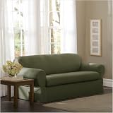 41wvl4aK9bL. SL160  Stretch Twill Separate Seat Sofa Slipcover in Olive