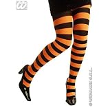 Coole Neon Strumpfhose PANTYHOSE orange stripes Produktbild