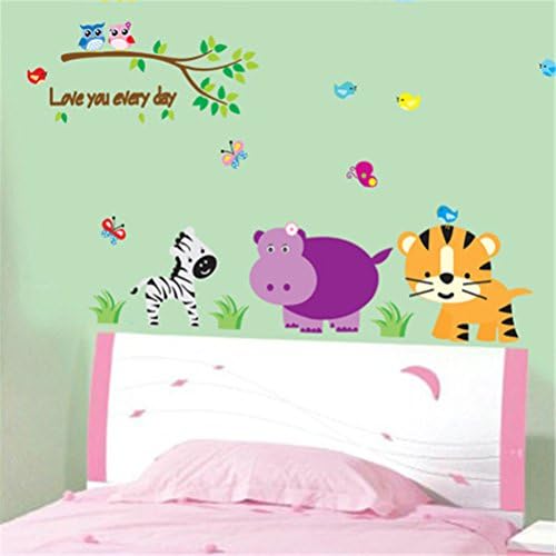 Blanche Lynn Lovely Cartoon Cow Elephant Zebra Owl DIY Wall Stickers Peel and Stick Removeable Decorative PVC Children Room /Kindergarten Wall Decals
