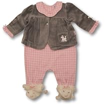 LeTop Baby Girls Footed Houndstooth Jumpsuit And Jacket Set ~ Pearl SIZE 6months