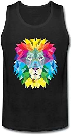 Huacon Van Men's Colorful Lion Beautiful Tank Top Black XXL