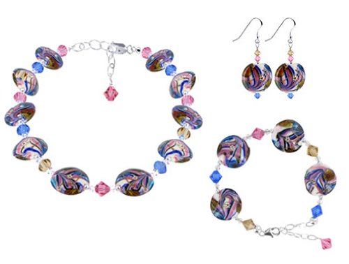 Childrens Toyshop  Jewelry : Lamp Work Glass Beads & Crystal Sterling Silver Bracelet Earrings 16" 18" 20" 22" 24" Necklace Jewelry Set