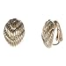 Jewelry : 18kt Gold over Sterling Silver Leaf Shape with Stacked Rows Textured Clip On Earrings