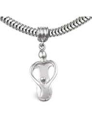 Loving Family® Sterling Silver Heart Charm Mother and One Child - Fits Pandora European Charm Bracelets