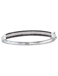 14K White Gold 1.42CT Black Diamond Fashion Pave Bangle
