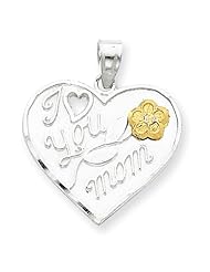 Sterling Silver I Love You Mom Heart Charm
