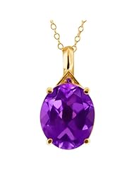 4.61 Ct Genuine Oval Purple Amethyst Gemstone 18k Yellow Gold Pendant