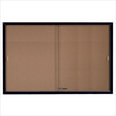 Enclosed Bulletin Board with Frame and Sliding Doors Frame Color Clear Satin Anodized Size 36 H x 48 W