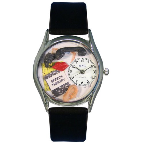 Whimsical Watches Women's S0610020 Speech Therapist Black Leather Watch