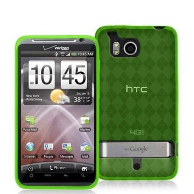 Neon Green TPU Candy Rubber Flexi Skin Case Cover for HTC Verizon Thunderbolt / Incredible HD Phone New By Electromaster