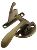 Solid Brass 3/8" Offset Right Hand Hoosier Latch in Antique-By-Hand Finish.