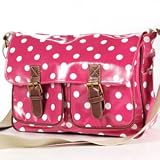 Hot pink Designer Oilcloth Polka dots Cross Body Saddle Bag Satchel Shoulder Messenger