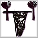 Unique y2Clothes Sexy Showgirl Sequined G-String Panty and Pasties - Black - One Size Fits Most Plain Package