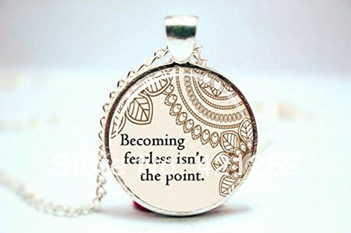Pretty Lee 2015 Fashion Divergent "Becoming Fearless" Book Quote Charm Necklace Glass Cabochon Christmas gift