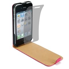Premium H�lle f�r Iphone 4 / 4S Echt Leder Pink + Displayschutzfolie (By Sell-Way)