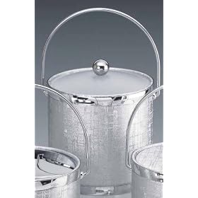 Kraftware 45465 Scandia - Silver 3 Quart Ice Bucket with Bale Handle, Bands and Acrylic... by Kraftware