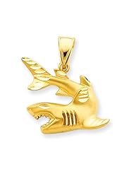 14k Gold Diamond-Cut Large Shark Charm