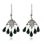Sterling Silver Marcasite and Jet Crystal Dangle Wire Earrings