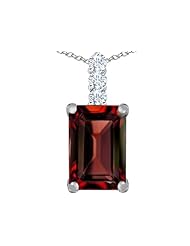 Original Star K (tm) Large 14x10mm Emerald Cut Simulated Garnet Pendant in 925 Sterling Silver