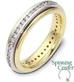 4.5mm Titanium & 14 Karat Yellow Gold 38 Diamond SPINNING Wedding Band