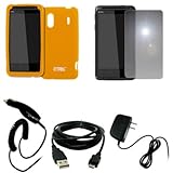 EMPIRE Orange Silicone Skin Case Cover + Mirror Screen Protector + Car Char ....