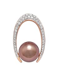 Chocolate Tahitian Pearl Pendant with Diamonds in 14K Rose Gold (10-11mm)