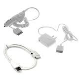 White Rapid Car Charger + USB Data Cable + Home Travel Charger for Apple Iphone 3GS 3rd Gernation Smartphone