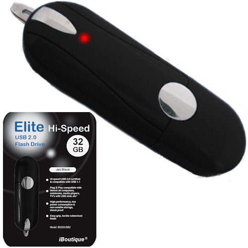 Buy iBoutiqueÂ® 32GB USB 2.0 Hi-Speed Elite Flash Drive - IB32GUSB2 Retail Pack (32GB, Jet Black) Promo Offer